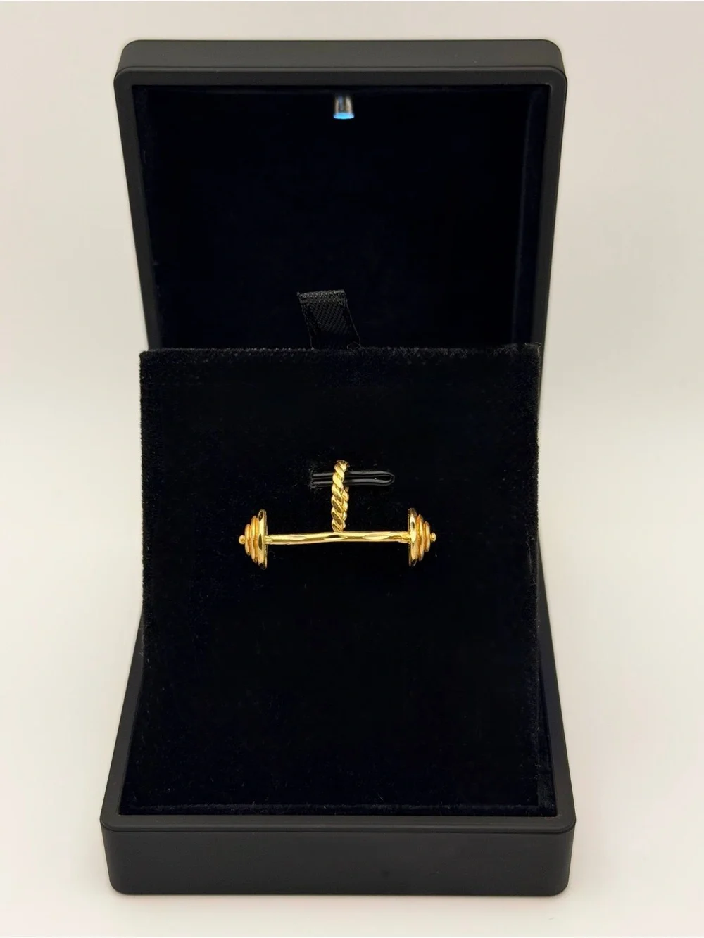 14k Solid Yellow Gold Diamond Cut 3D Barbell Weight Lifting Dumbbell Charm Penda